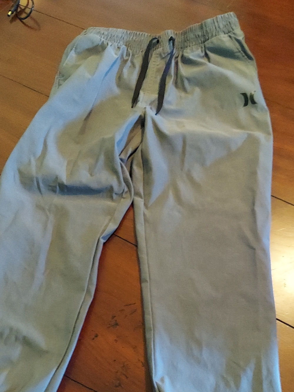 Hurley Light Gray Elastic Waist Joggers with Black Drawstring